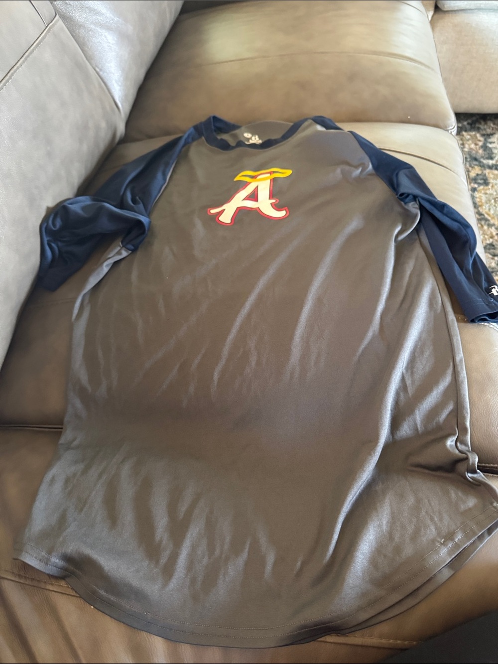 Navy and Gray Athletic Raglan Shirt with Angels logo